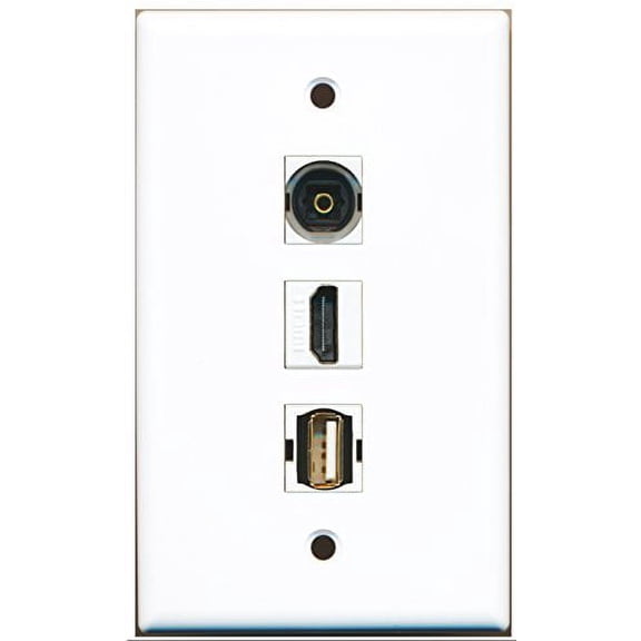 RiteAV - 1 Port HDMI 1 USB A-A 1 Toslink Wall Plate