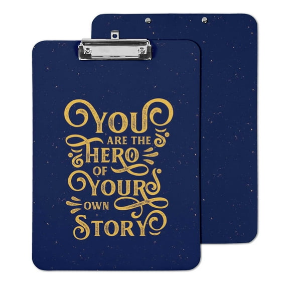 Inkdotpot Decorative Clipboard Letter Size Clipboard with Low Profile Clip,Office School Quote Printed Hardboard w/ Free Marker & Eraser-9x12.5 Inch