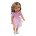 thumbnail image 4 of Muñeca de niña poseable de 15 pulgadas, moda de cabello largo, lindo simulado con ojos grandes, vestido morado, juguete para niños, 4 of 14
