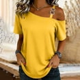thumbnail image 2 of Asxite Womens Tops Short Sleeve Solid Color Off Shoulder Loose and Breathable Casual Blouse, 2 of 5