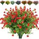 thumbnail image 1 of Nvzi 10 paquetes de flores artificiales para exteriores resistentes a los rayos UV, decoración de estilo rústico para el hogar (rojo), 1 of 5