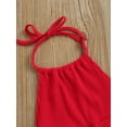 thumbnail image 5 of Toddler Girl Halter Sleeveless Romper Solid Color Ribbed Bell Bottom Jumpsuit, 5 of 8