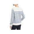 thumbnail image 2 of Pam & Gela Womens Striped Lace Up Sleeves Pullover Sweater Beige S, 2 of 2