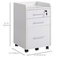 thumbnail image 2 of White 3-Drawer Rolling File Cabinet with Lock - Compact Under Desk Storage for Home Office, Letter & A4 Filing, 15.4" x 15.7", 2 of 7