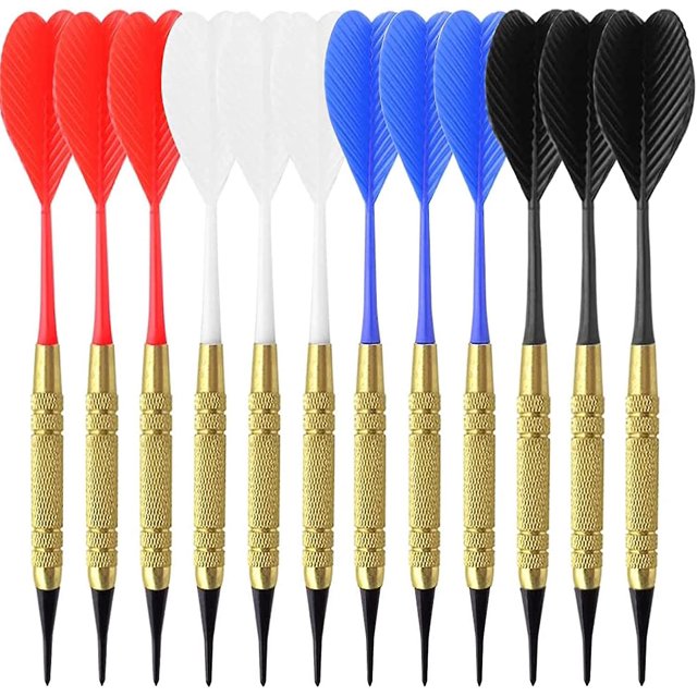 Dardos con punta de plástico Yjmei, dardos para diana electrónica, 12 dardos de punta blanda para diana electrónica, dardos de 18 gramos, con 100 puntas