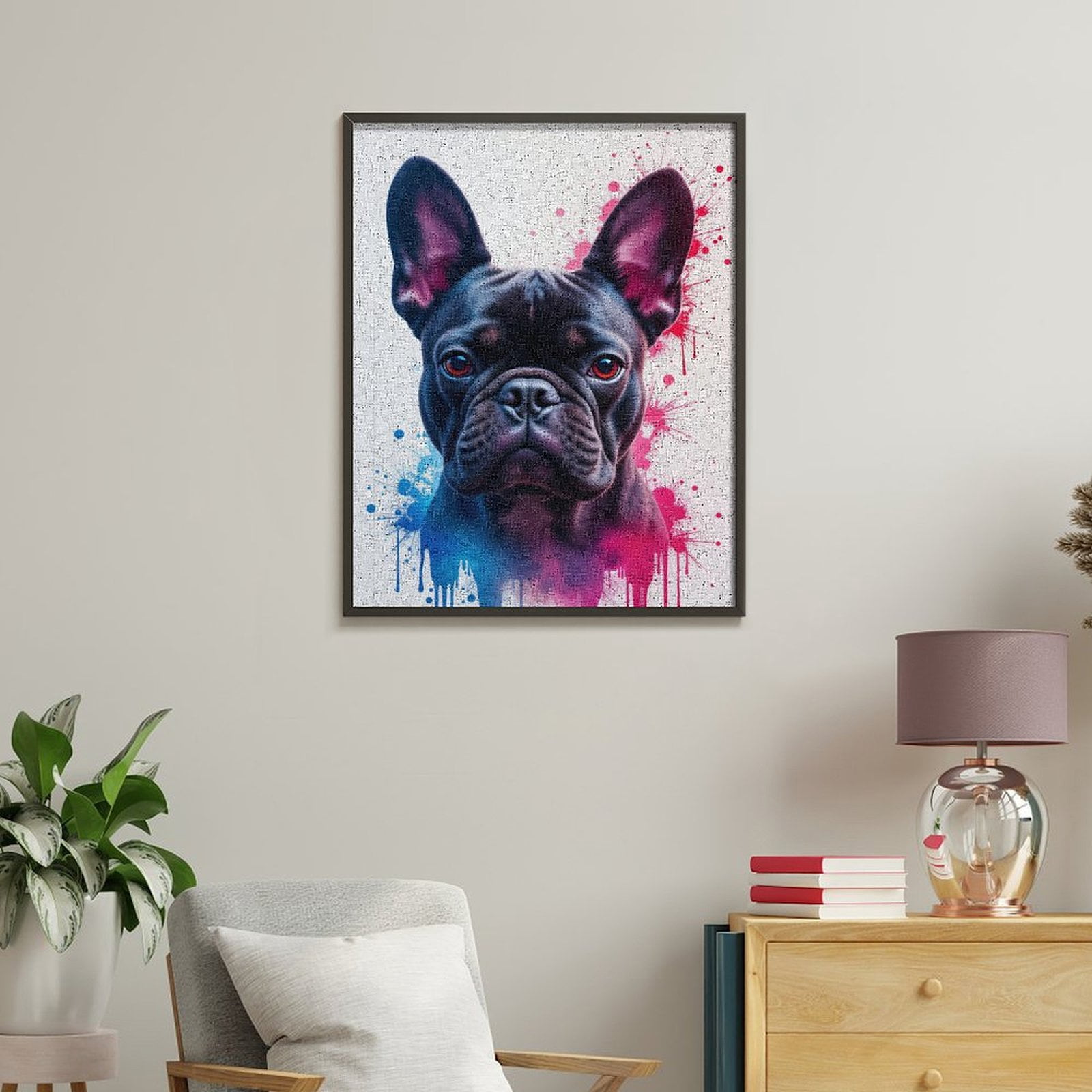 Paint By Numbers Kit for Adults Beginner - DIY Dog Portrait Vibrant Splatter Art Canvas Painting Kits for Adults, Frameless Paint By Number for Adults for Home Wall Decor 16x20 Inch
