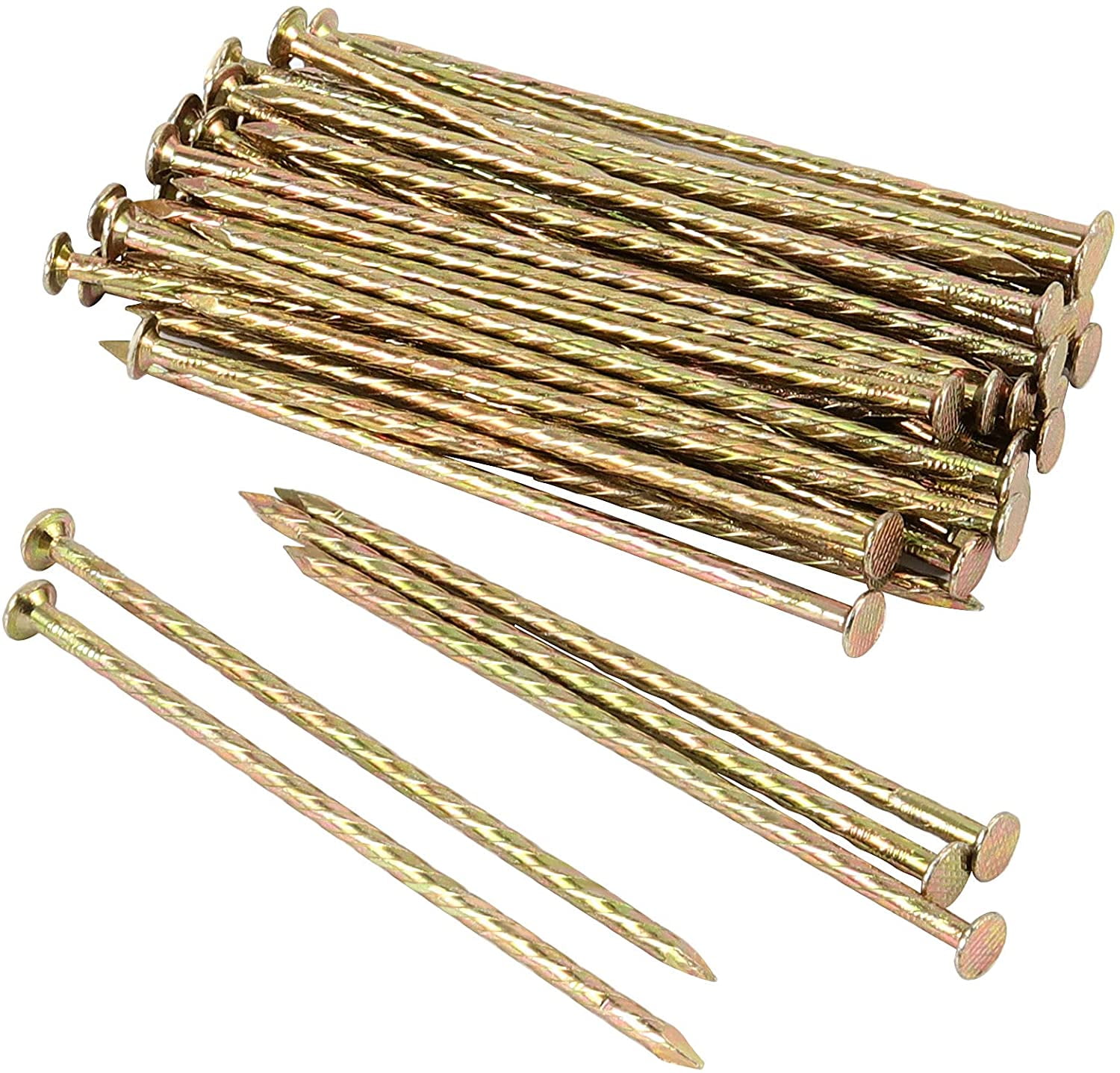 KINJOEK 100 PCS 6 Inches Metal Galvanized Spiral Spikes Landscape