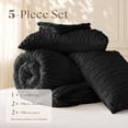 thumbnail image 3 of Lipa King Size Comforter Set,5-Piece Bed in a Bag,All Season Bedding Set,Ruched Design,Comforter,Pillowcases and Shams,Black, 3 of 8