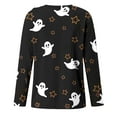 thumbnail image 4 of WXLWZYWL Halloween Sweatshirts for Women Long Sleeve Shirts Crewneck Bat Pumpkin Ghost Witch Printed Loose Casual Pullover Tee Tops Hoodie Fall Clothes 2024, 4 of 5