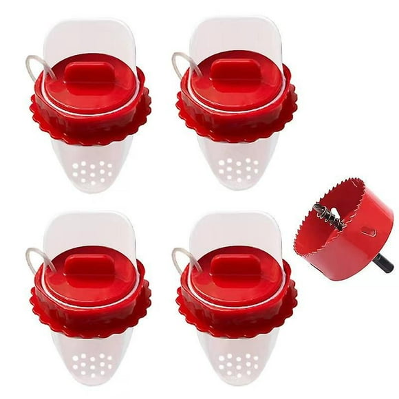 Lishi No Waste DIY Chicken Feeders with Covers and Gravity Feed Kit - 4 Ports, 1 Hole Saw for Buckets, Barrels, Bins, Troughs (8pcs)
