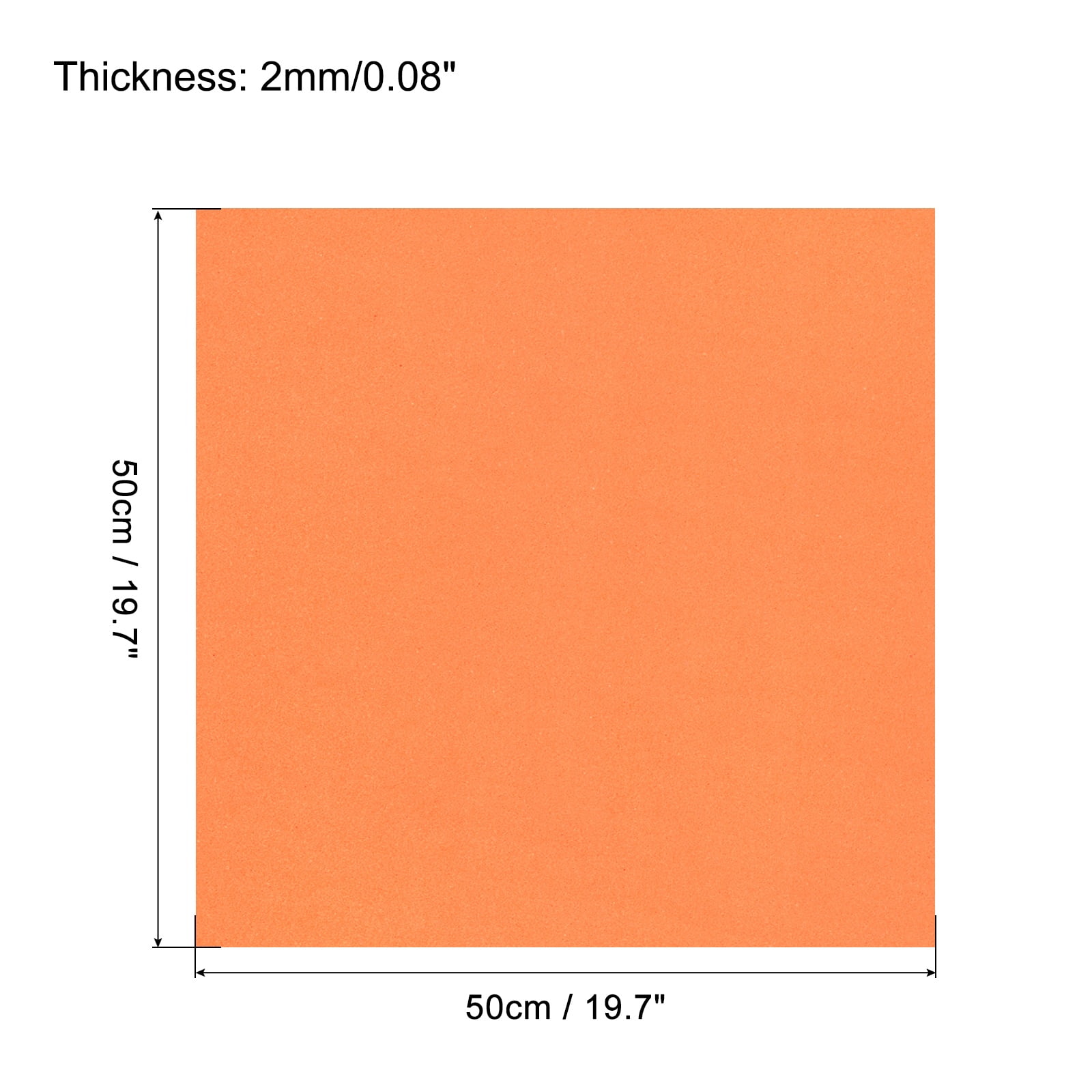 Uxcell EVA Foam Sheets Orange 19.7 Inch x 19.7 Inch 2mm Thick Crafts Foam Sheets for Costumes, Arts and Crafts Projects Pack of 5