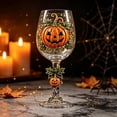 thumbnail image 3 of Halloween Wine Goblets,Clear Stemmed Glass with Pumpkin and Star Pattern Decor,for Festival Dinner Table and Holiday Party Supplies, 3 of 5