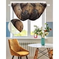 thumbnail image 3 of Waterfall Valances for Windows, Black Brown Board Kitchen Sheer Valance Curtains, Vintage Chic Shabby Wooden Grain Rod Pocket Elegant Swag Valances for Living Room Bedroom, 47.2"x38.5", 3 Panel, 3 of 8