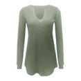 thumbnail image 6 of ManxiVoo Women Long Sleeve V Neck Sweatshirt Fall Fashion Tops Loose Fit Casual Pullover Comfort Stretch Fabric Trendy Street Style M Size Light Green, 6 of 6