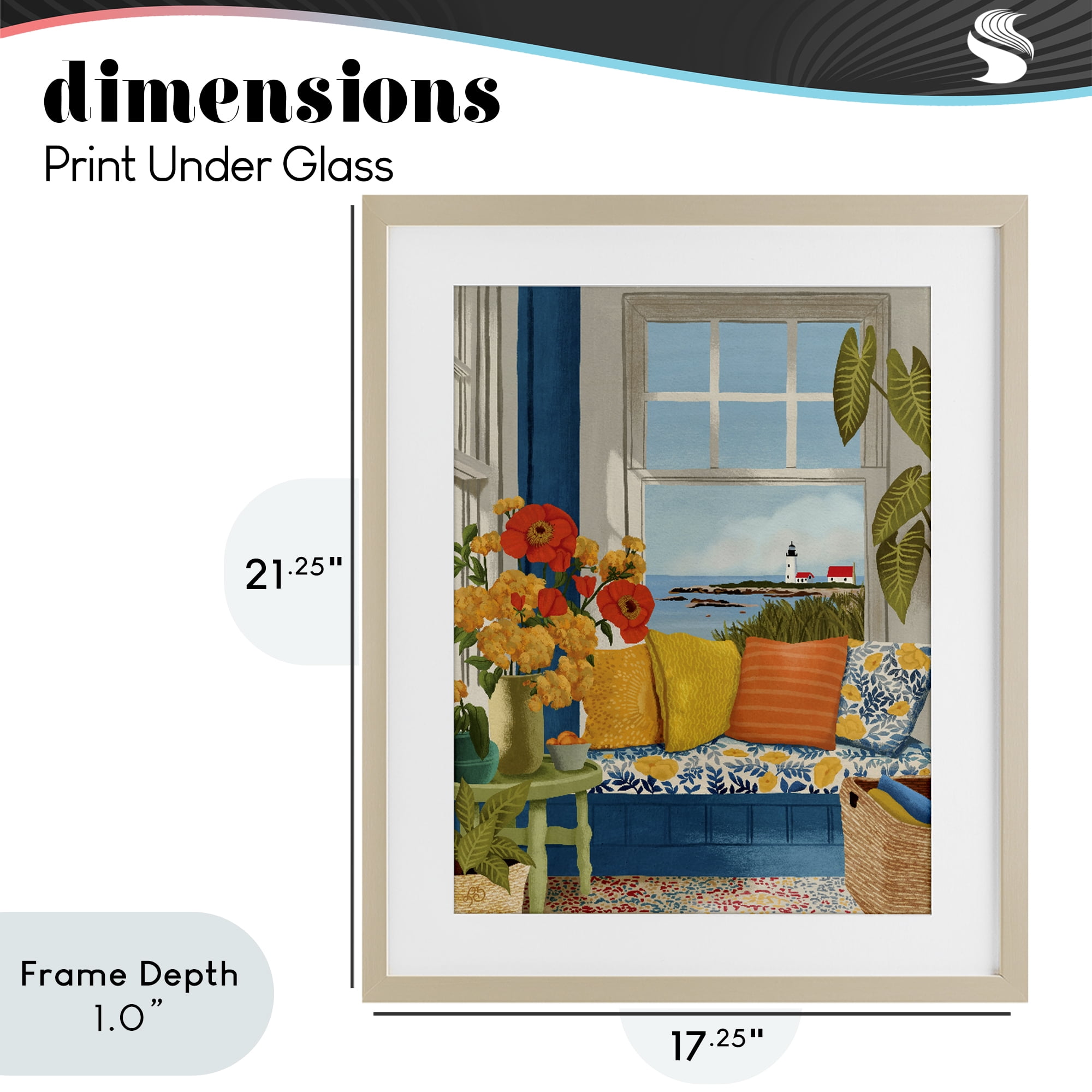 Stupell Industries Distant Lighthouse Window View Birch Framed Print Under Glass, design by Lisa R Dumm