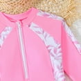 thumbnail image 4 of Cethrio Girls' Rash Guard Swimsuits, 2 Piece Quick-drying Long Sleeve Swim Shirts and Swim Bottoms Pink Size 6, 4 of 6