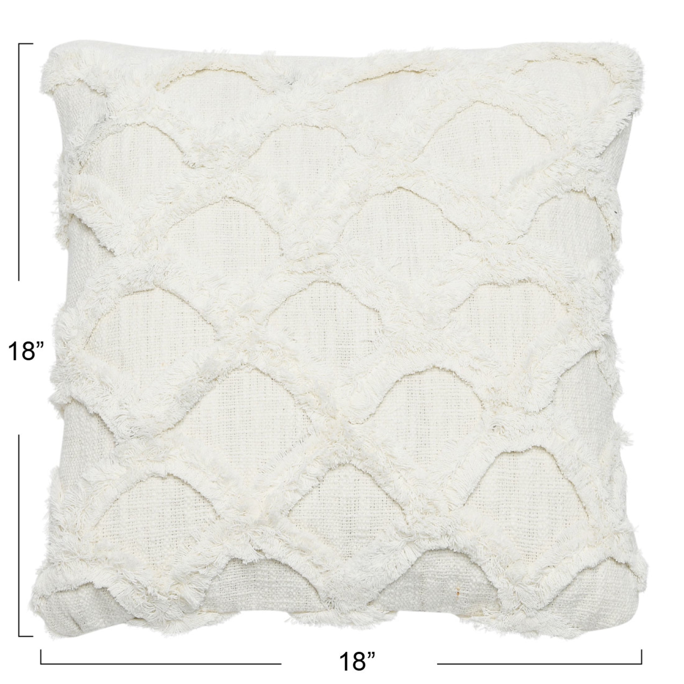 Creative Co-Op Cotton Tufted Chenille Pillow with Scallop Pattern, White -  Walmart.com