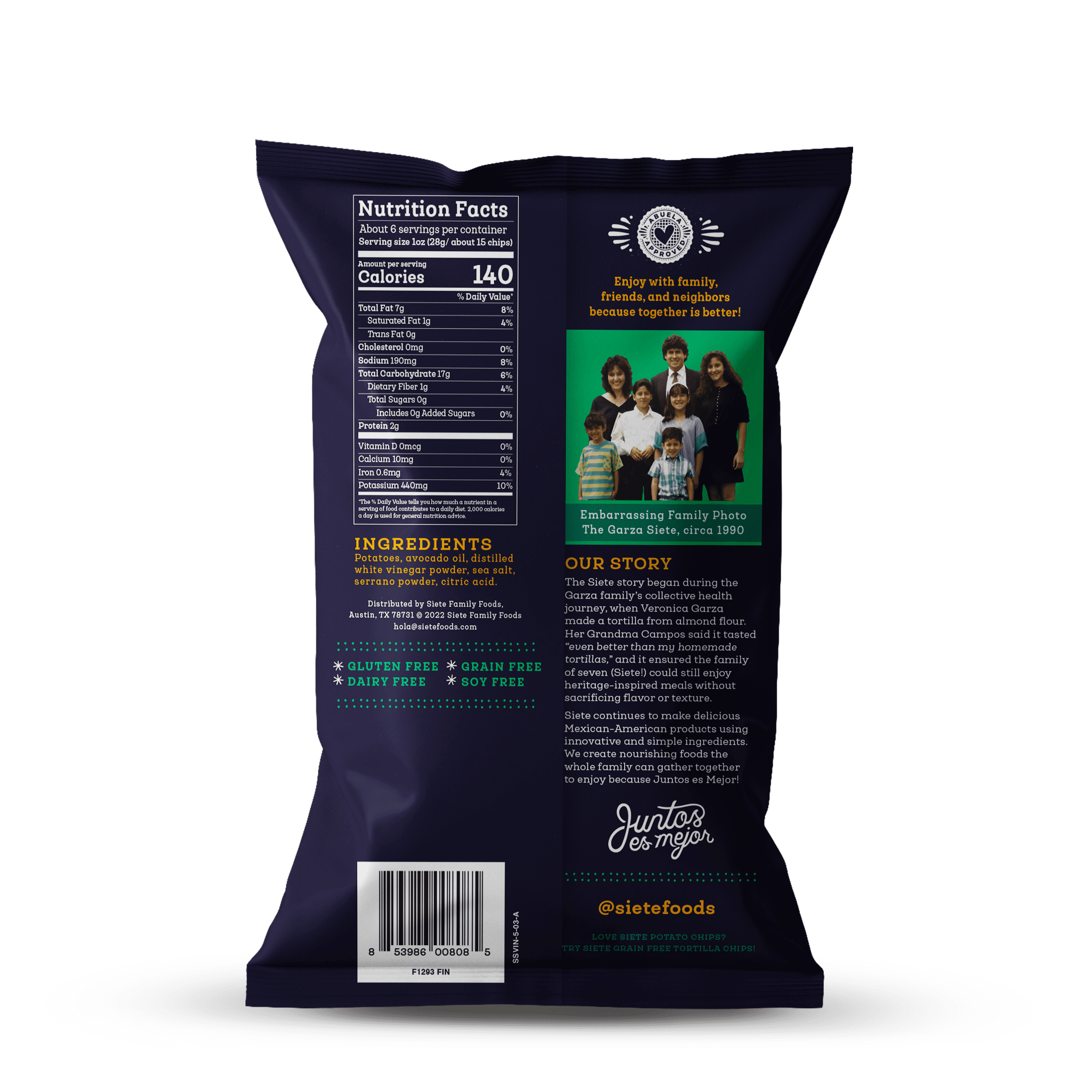 (2 pack) Siete Kettle Cooked Potato Chips Serrano Sea Salt & Vinegar - 5.5 oz