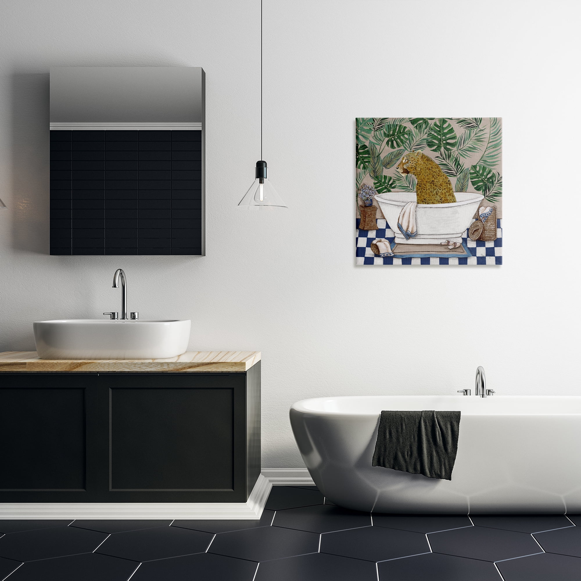 Stupell Industries Leopard in Tropical Bathtub Canvas Wall Art, design by Janet Tava