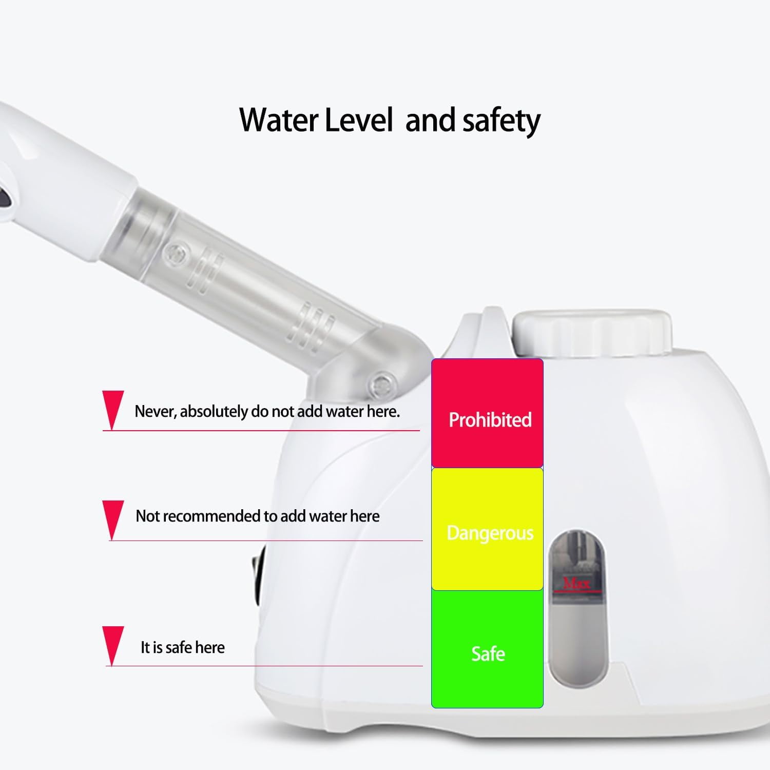 Quiet&Far Facial Steamer Warm Mist Humidifier with Extendable Arm & Adjustable Nozzle for Sinuses Moisturizing Unclogs Pores or deep Cleaning Skin Professional Facial Steamer at Home, White