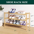 thumbnail image 2 of Bamboo Shoe Rack for Closet, 3 Tier Wooden Stackable Organizer, Free Standing Shoes Storage Shelf Entryway, Front Door Entrance, Natural, 2 of 4