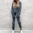 thumbnail image 3 of AVRNLIQ Women's Velour Tracksuit 2‑Piece Set Long Sleeve Hoodie with Kangaroo Pocket & Elastic Waist Jogger Pants Soft Velvet Loungewear Outfit for Casual Daily Wear, 3 of 8