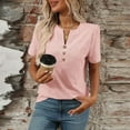 thumbnail image 4 of Chbgutlmr Short Sleeve Shirt for Women Button V Neck Hollow out Fitting Tops Summer Casual Fashion Tees, 4 of 6