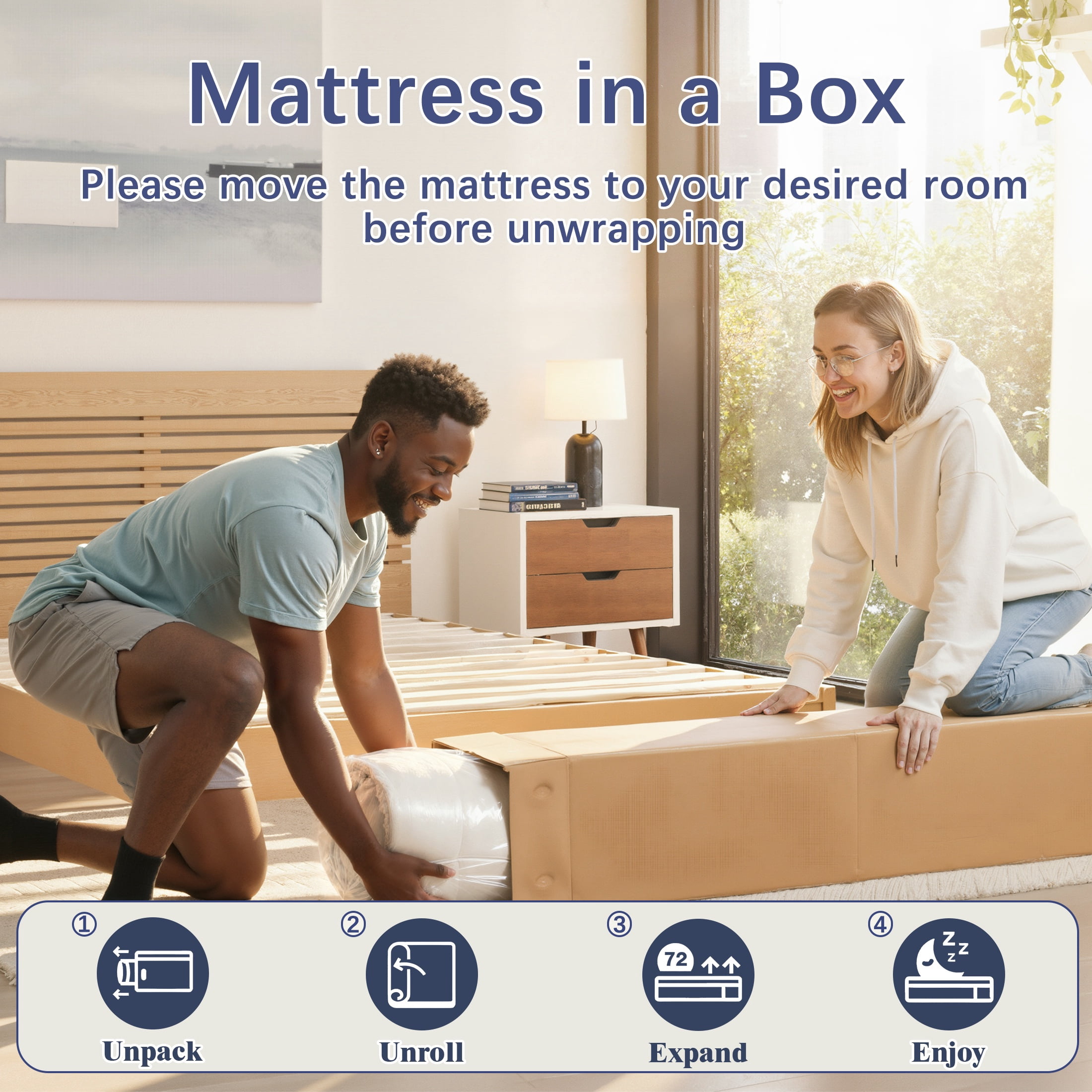 PAPROOS King Mattress, 12 Inch Hybrid Memory Foam Mattress in a Box, Medium Firm King Size Mattress with Pocket Springs, Motion Isolation, Cooling Breathable Fabric, Edge Support, CertiPUR-US, Blue