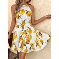 thumbnail image 4 of Yellow Clasi Halter Tie Waist A-Line Dress, Suitable For Vacation Vacation, 4 of 6