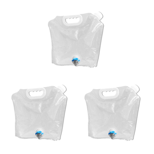 pitrice Sac d'Eau en Plastique Réutilisable Conteneur Pliable Fourniture d'Urgence Randonnée Camping Ménages Distributeur de Boissons de Voyage Blanc, 10L 3Ensemble