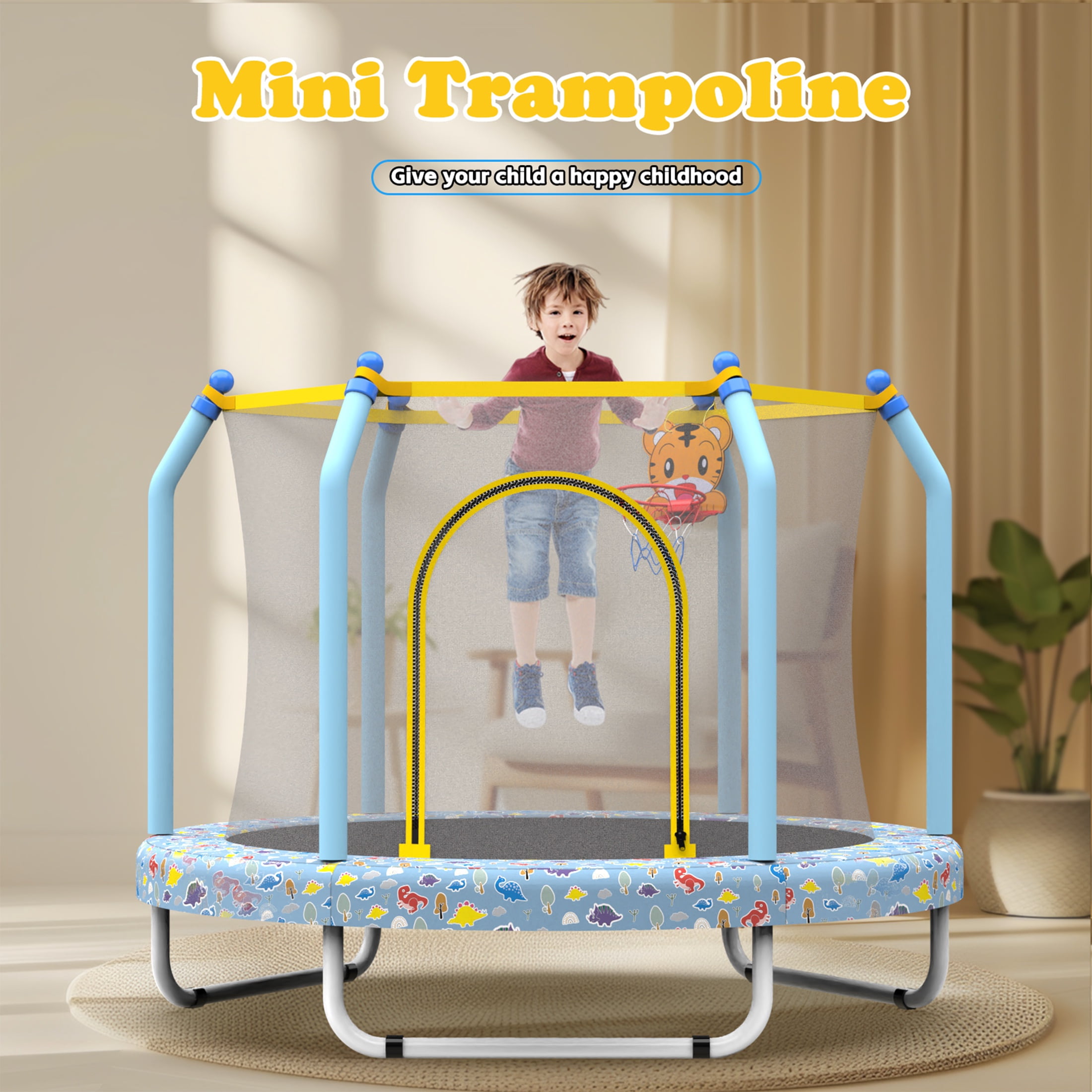 55'' Toddler Trampoline for Kids, SEGMART Kids Trampoline with Enclosure Net and Balls, Indoor Outdoor Mini Small Trampoline Birthday Gifts for Boys and Girls Age 3 Months and up