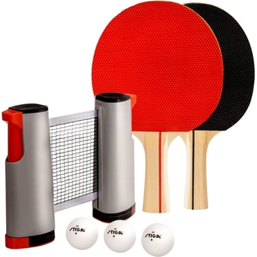 8ft Mid-Size Table Tennis Table Foldable & Portable Ping Pong Table Set for Indoor Games with Net, 2 Table Tennis Paddles and 3 Balls