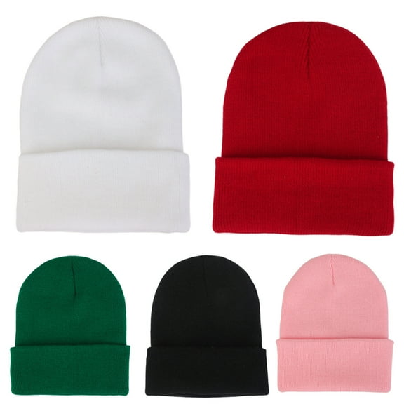 jiaroswwei Beanie Elastic Warm Woolen Yarn Roll up Edge Skull Cap for Spring