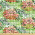 thumbnail image 2 of Ambesonne Floral Fabric by the Yard Upholstery, Flowers Vintage Abstract Art, 10 Yards, Dark Coral and Apple Green, 2 of 5