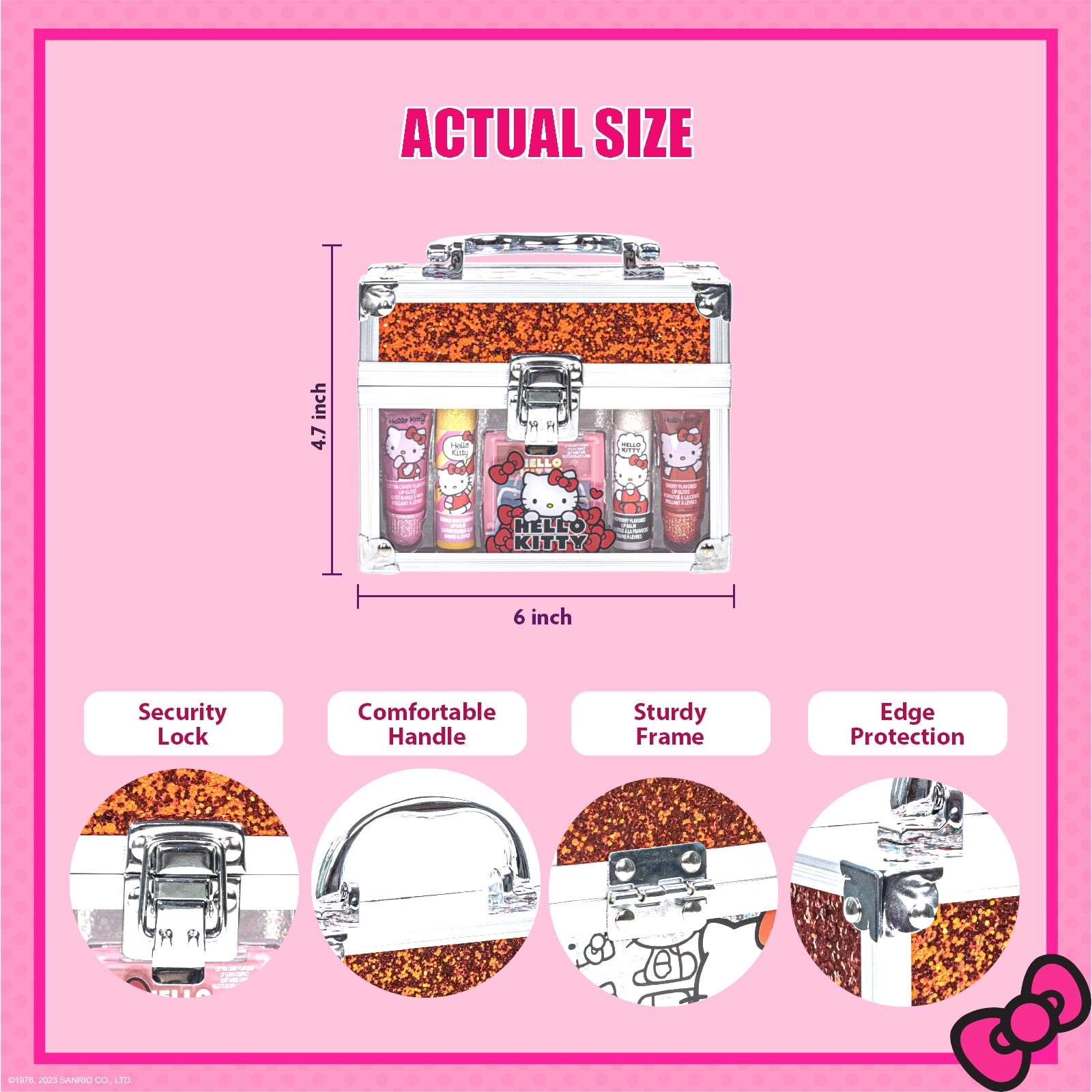 Hello Kitty Mini Train Case Beauty Set with Washable Makeup, Ages 3+