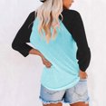 thumbnail image 4 of Fanxing Baseball Tshirt Womens Three Quarter Sleeve Tops for Women 3/4 Length Sleeve Womens Tops Plus Size Sky Blue,XL, 4 of 5