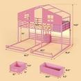 thumbnail image 2 of Afuhokles Triple Bunk Bed Twin Size with House, 4 Storage Drawers, Charging Station and LED Lights, Pink, 2 of 9