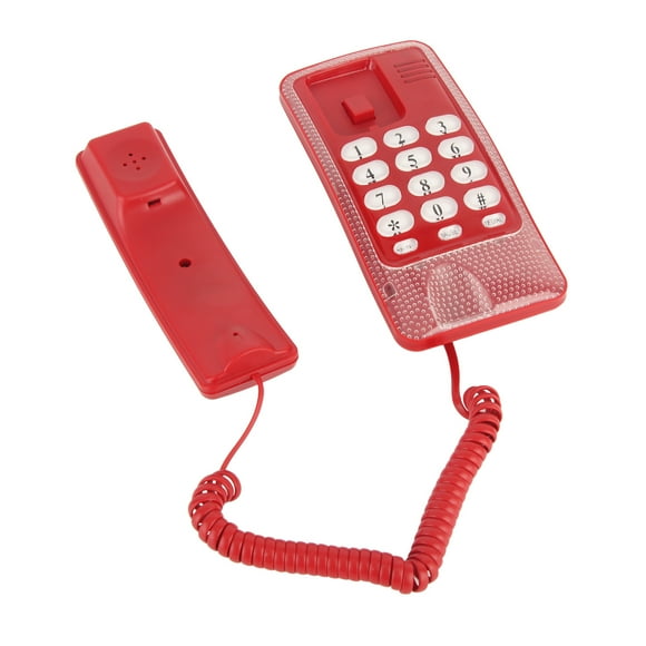 Landline Telephone, Pause Function Ringtone Function ABS Wall Telephone for School for Home Red,White