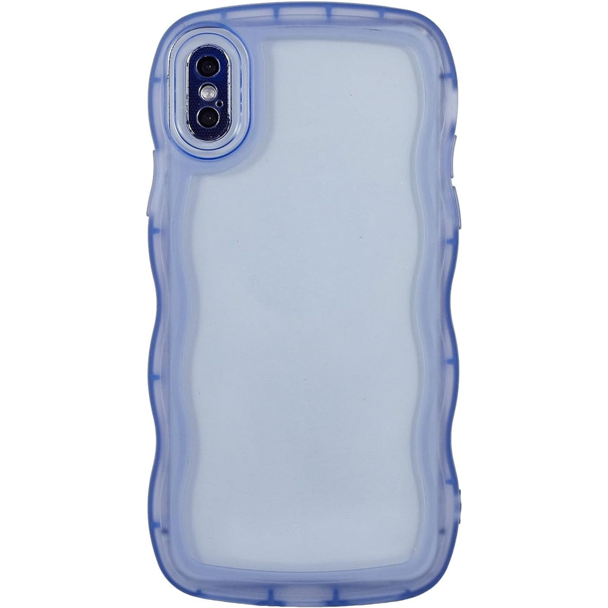 MYKOMI Compatible with iPhone X/XS Clear Case,Cute Solid Color Curly Wave Frame Transparent Soft Silicone Anti-Scratch Shockproof Protective Slim Case for Women Girls