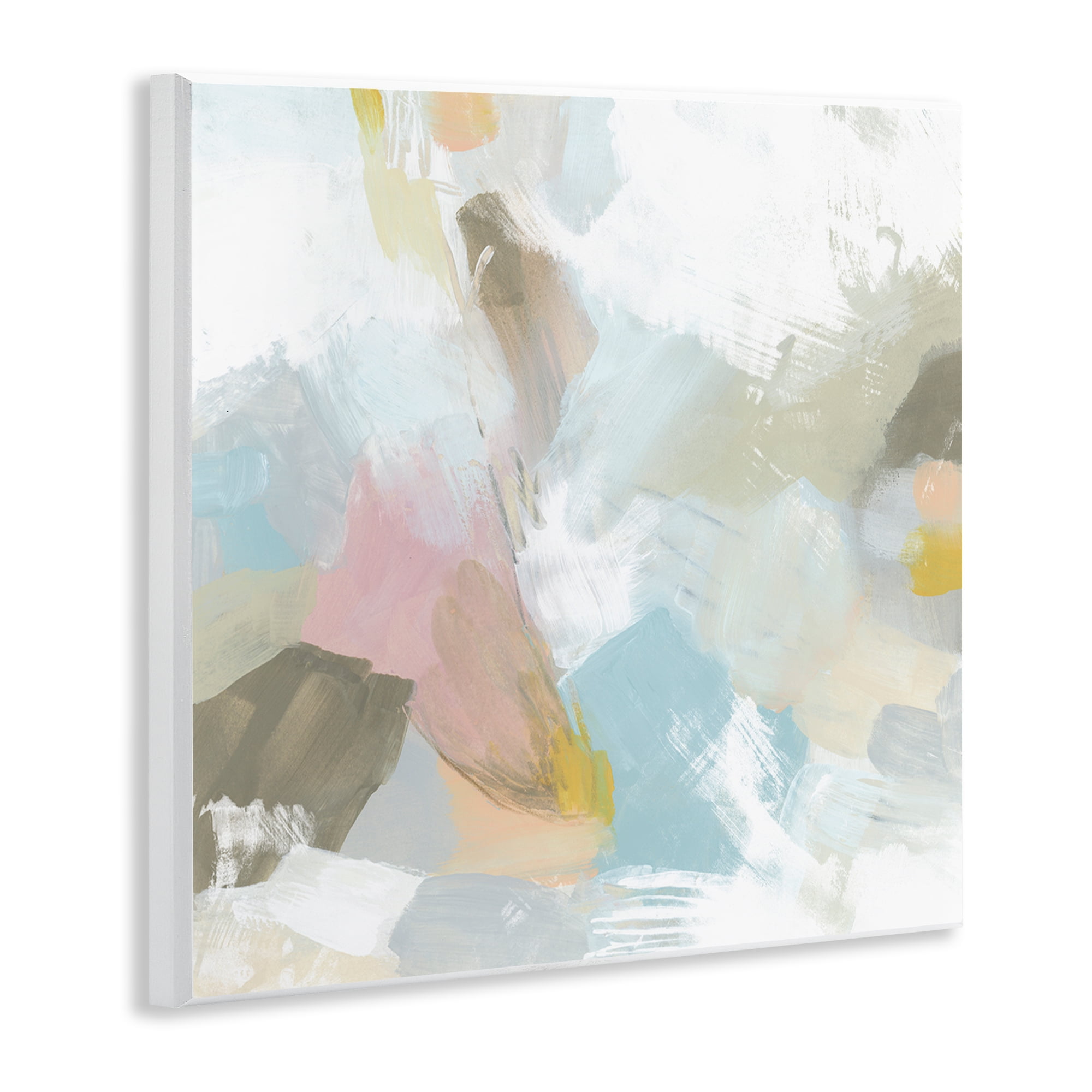 Stupell Industries Pastel Streaks on White Abstract Painting Unframed Art Print Wall Art, 12 x 12