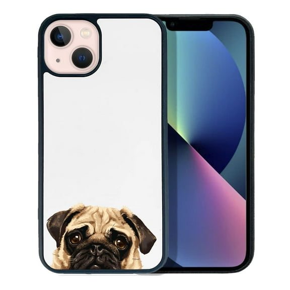 FINCIBO Soft Rubber Protector Cover Case for Apple iPhone 13 6.1" 2021 (NOT FIT Apple iPhone 13 mini 5.4" 2021/iPhone 13 Pro 6.1" 2021/iPhone 13 Pro Max 6.7" 2021), Animal Pug Puppy Dog