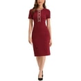 thumbnail image 2 of MODA NOVA Juniors Wear-to-Work Business Round Neck Short Sleeve Sheath Midi Dresses, 2 of 4