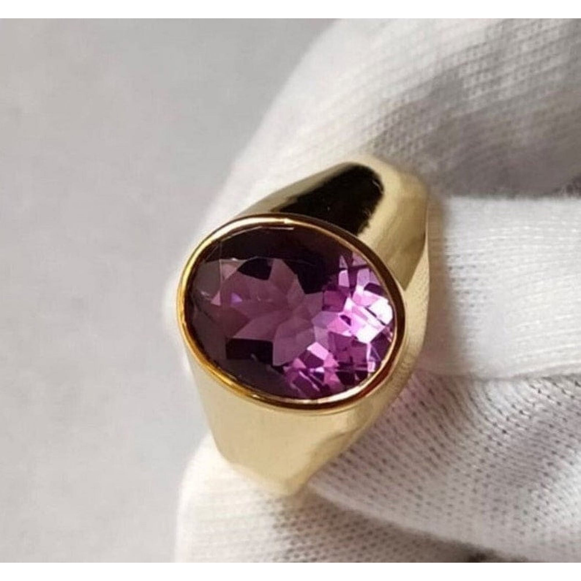 Natural Amethyst Ring Amethyst Gold Plated Ring Men's Ring Personalized Gift 925 Sterling Silver Gift For Men Statement Ring Gift For Her