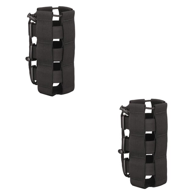 sweethay Bolsa portahervidores con cordón, bolsa para botella de agua, supervivencia al aire libre, senderismo, cantimplora, montañismo, Negro 2Conjunto