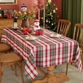 thumbnail image 3 of Red and White Plaid Tablecloth,Rectangle Xmas Metallic Fabric Table Cloth Wrinkle Resistant Heavy Weight Polyester Table Cloths for Holiday Kitchen Dinning Tabletop(60" x 84"), 3 of 6