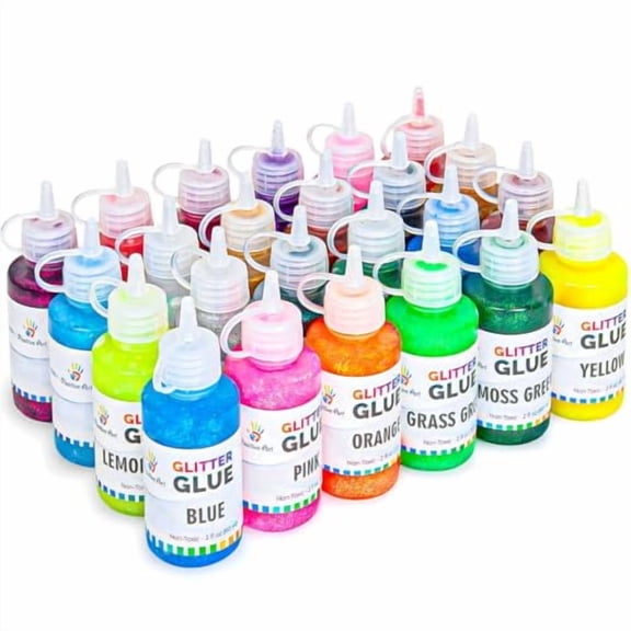 Glitter Glue (Value Pack - 24 Colors) | Washable Glittery Art Glue | Essential Slime Supplies for Slime Making and Arts & Crafts Projects | Non-Toxic & Safe for Kids$$Art & Craft