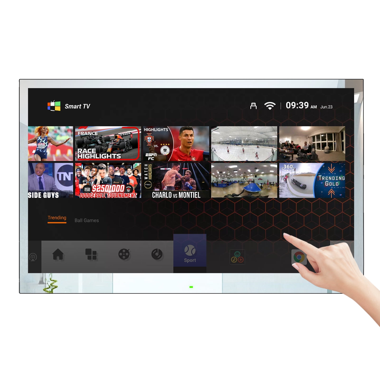Soulaca Smart 42 inches Touchscreen 4K LED Mirror Television for Bathroom Waterproof IP65 SPA Pool Indoor Advertise ATSC DTV Tuner