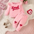 thumbnail image 2 of My First Valentine's Day Baby Girl Outfit Toddler Girls Long Sleeve Valentine's Day Sequin Embroider T Shirt Pullover Tops Pants Outfits Toddler Girls Pajamas Set for Baby Girls 12-18 Months, 2 of 6