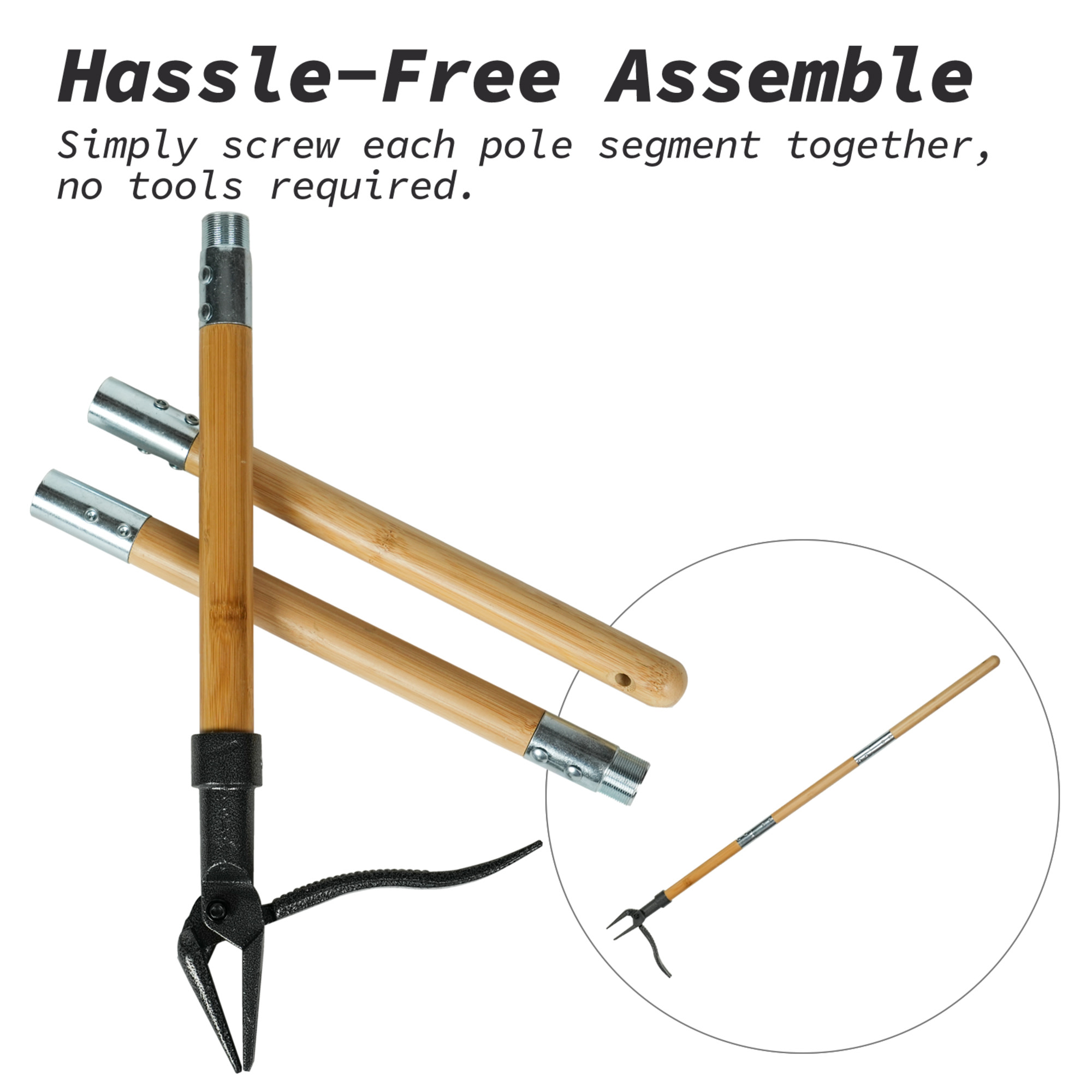 Ashfield & Harkness: Stand Up Weed Puller Tool - 44" Long, Bamboo Handle, 4-Claw Steel Head Root Remover, Step-In Foot Pedal, Lawn & Garden Accessory