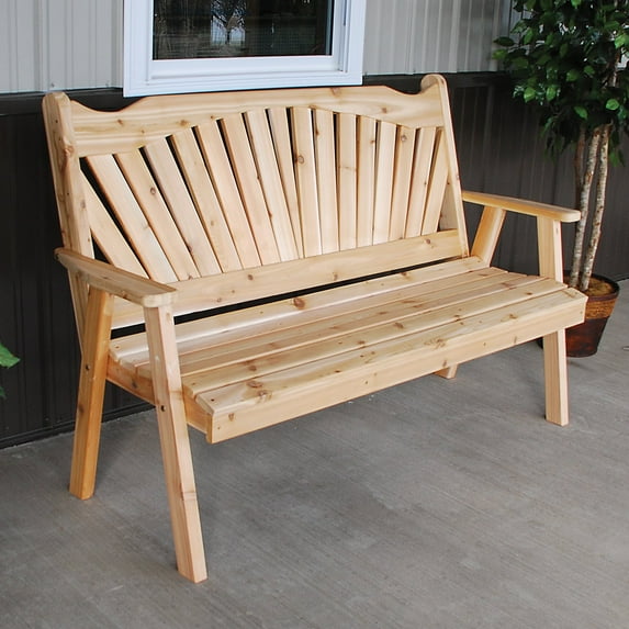 A & L Furniture Western Red Cedar Fanback Garden Bench